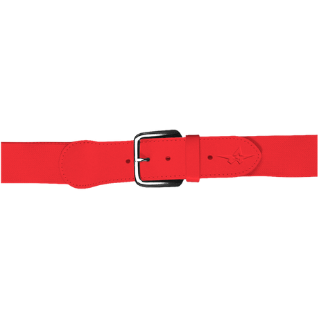 Red belt with a black buckle on a white background