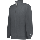 Gray long-sleeve shirt with a quarter zip on a white background

