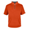 Orange short-sleeve shirt with a quarter zip on a white background