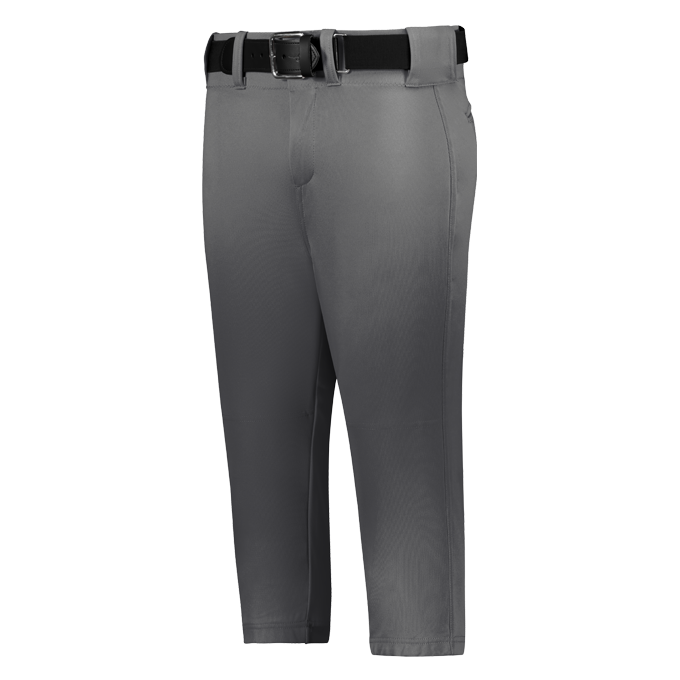 Gray pants with a black belt on a white background