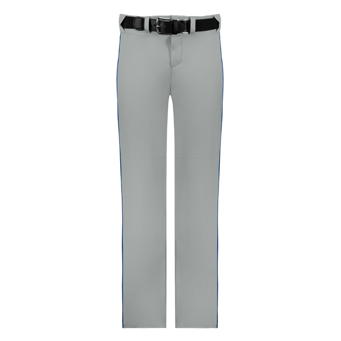 Gray pants with a black belt on a white background