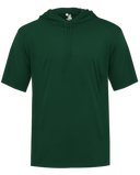 Green short-sleeve hoodie on a white background