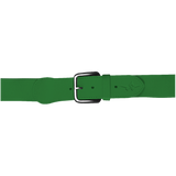 Green belt with a silver buckle on a white background