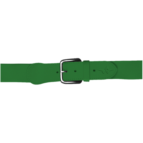 Green belt with a silver buckle on a white background