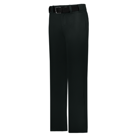 Black pants with a belt on a white background