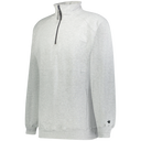 Gray quarter-zip sweatshirt on a white background
