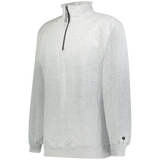 Gray quarter-zip sweatshirt on a white background
