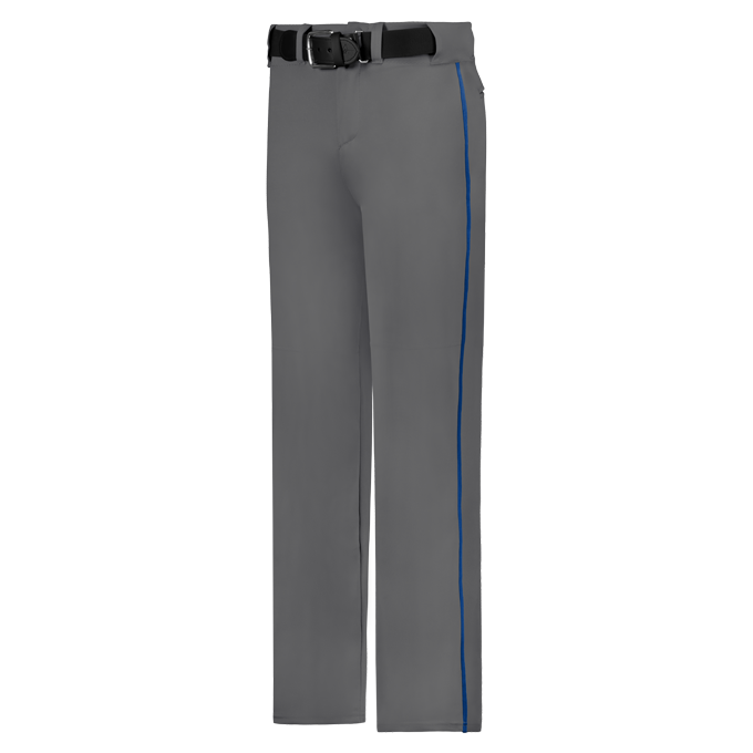 Gray pants with a blue stripe on a white background