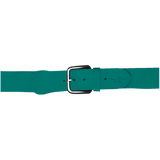 Teal belt with a silver buckle on a white background