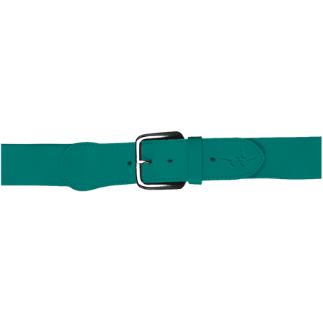 Teal belt with a silver buckle on a white background