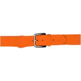 Orange belt with a silver buckle on a white background
