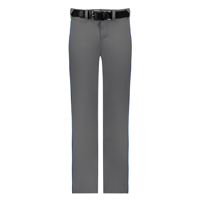 Gray pants with a black belt on a white background