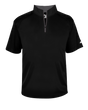 Black short-sleeve pullover with a quarter zip on a white background