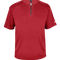 Red short-sleeve pullover with a quarter zip on a white background