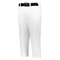 White pants with a black belt on a grey background