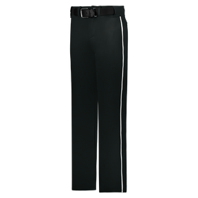 Black pants with a white stripe on a white background