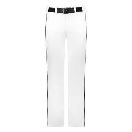White pants with a black belt on a white background
