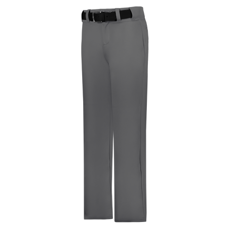 Gray pants with a black belt on a white background