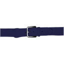 Navy blue belt with a silver buckle on a white background