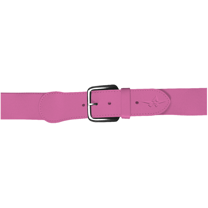Pink belt with a black buckle on a white background