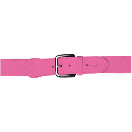 Pink belt with a black buckle on a white background