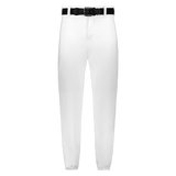 White pants with a black belt on a white background