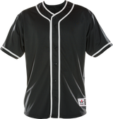 Black baseball jersey with white accents on a white background