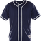 Navy blue baseball jersey with white accents on a white background