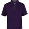 Purple short-sleeve pullover with a zipper on a white background
