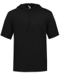 Black short-sleeve hoodie on a white background