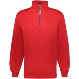 Red quarter-zip sweatshirt on a white background
