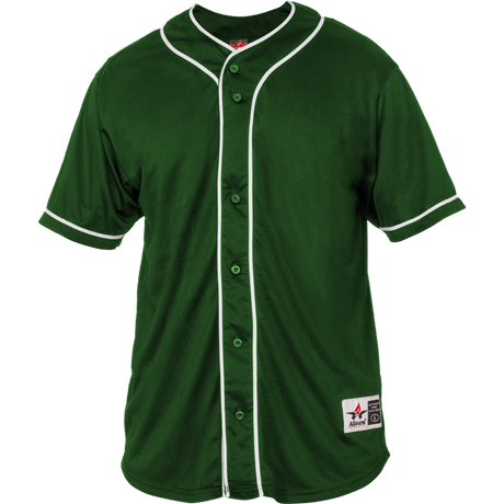 Green baseball jersey with white accents on a white background