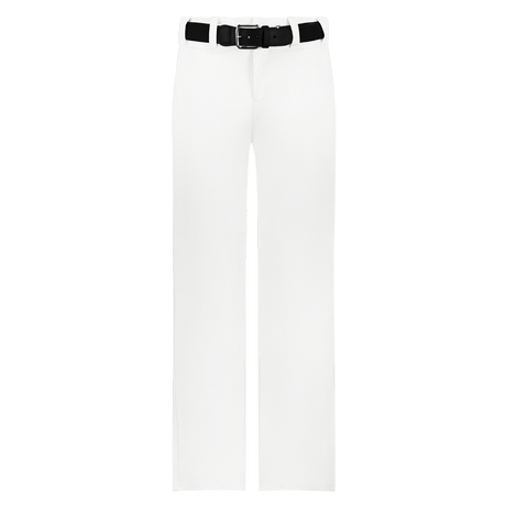 White pants with a black belt on a white background