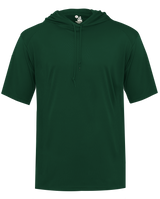 Green short-sleeve hoodie on a white background