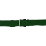 Green belt with a silver buckle on a white background