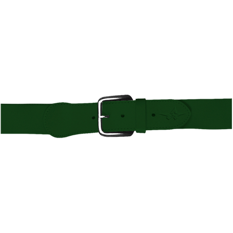 Green belt with a silver buckle on a white background