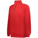 Red sweatshirt with a quarter zip on a white background