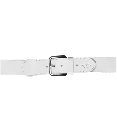 White belt with a black buckle on a white background