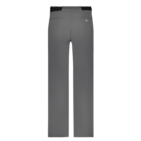 Gray pants with a black waistband on a white background