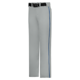 Gray pants with a blue stripe on a white background