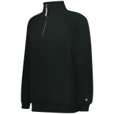 Black pullover with a quarter zip on a white background