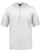 White short-sleeve hoodie on a white background