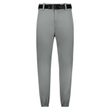 Gray pants with a black belt on a white background