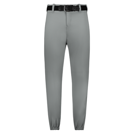Gray pants with a black belt on a white background