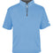 Light blue short-sleeve shirt with a zipper on a white background
