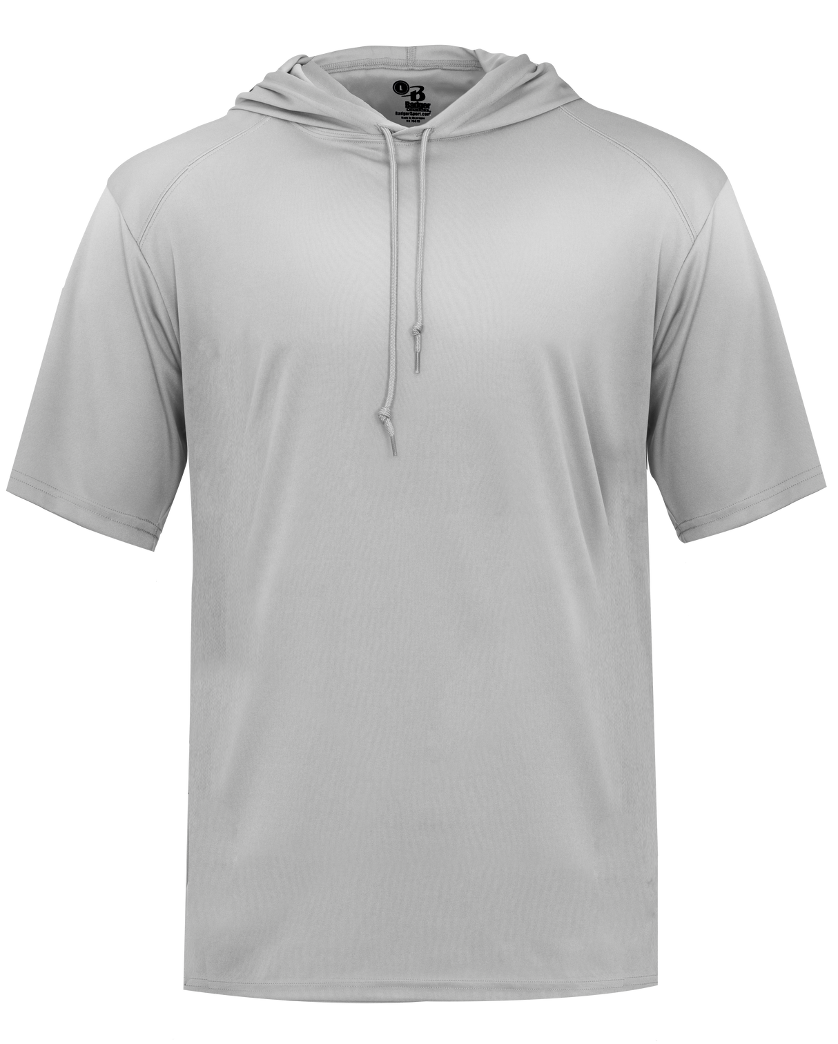 Gray short-sleeve hoodie on a white background