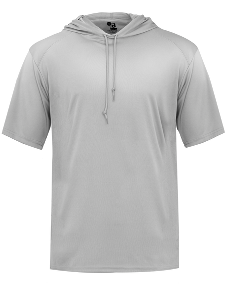 Gray short-sleeve hoodie on a white background