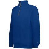 Blue pullover with a quarter zip on a white background