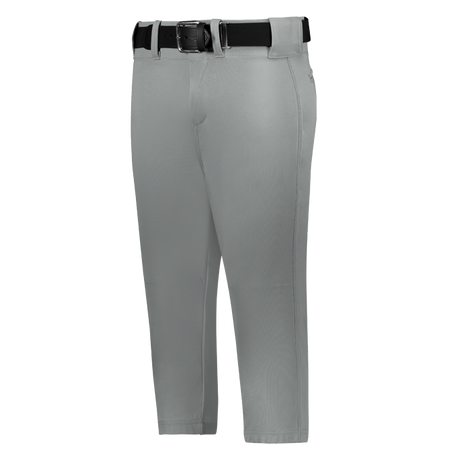 Grey pants with a black belt on a grey background