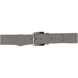 Gray belt with a black buckle on a white background